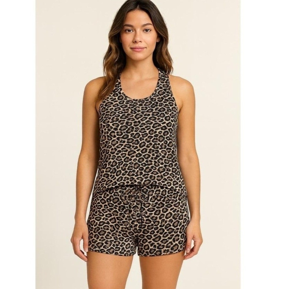 Calvin Klein Shorts Halter Top Women's Large Set Animal Print Crop Lounge